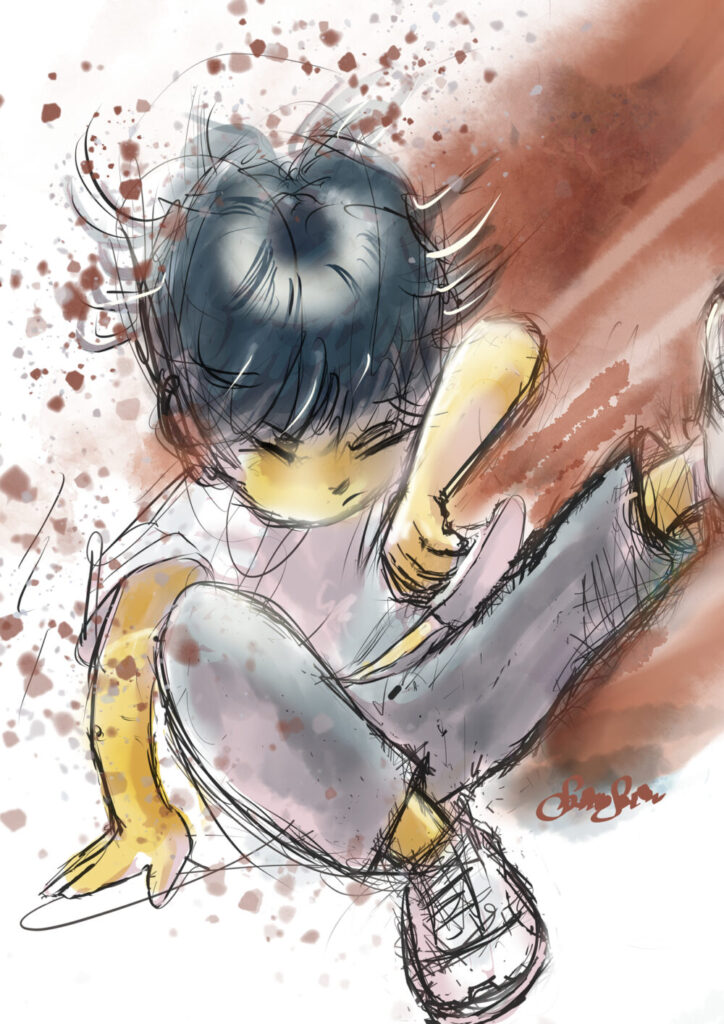 転んだ子供